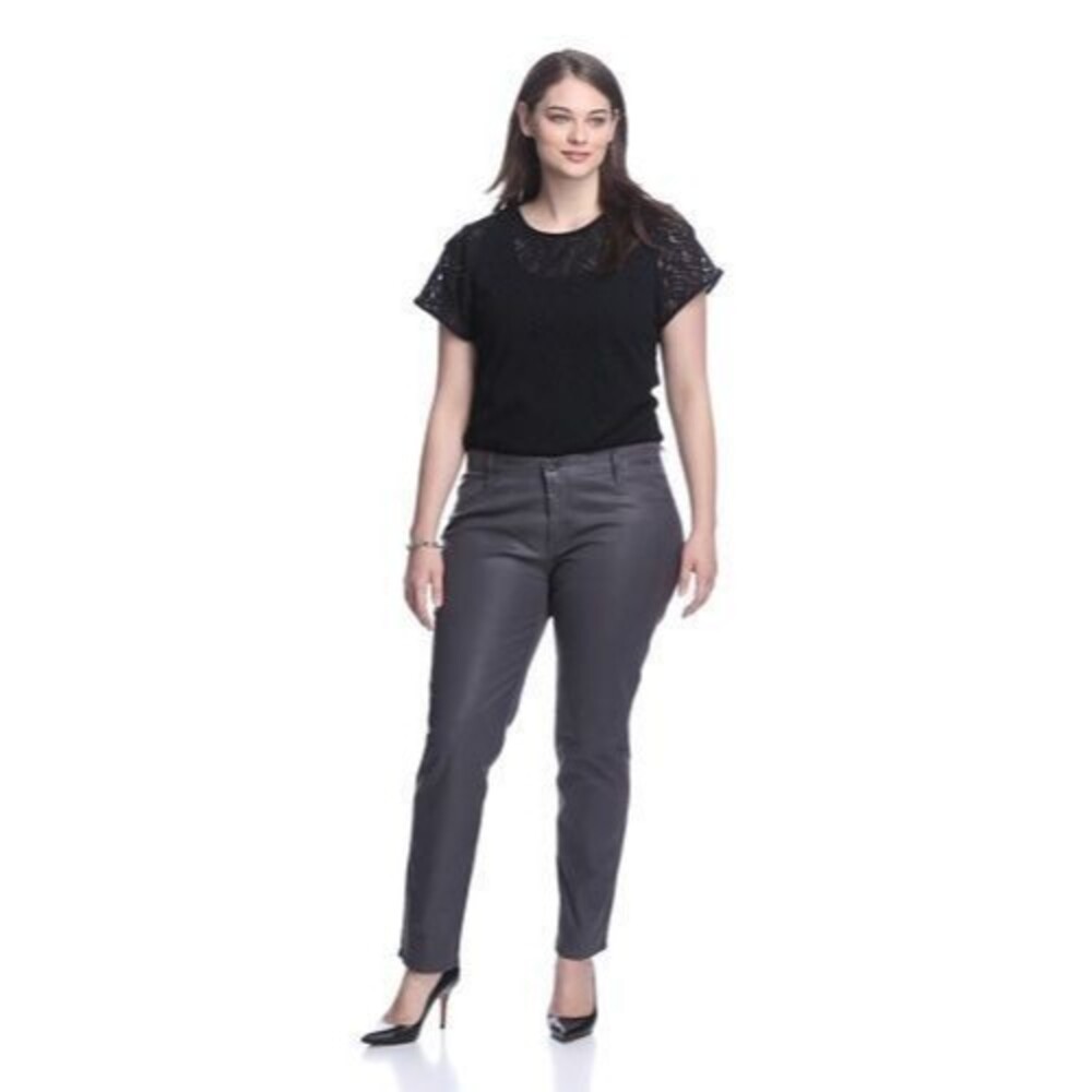 NWT New Womens 22 James Jeans Icon Plus Size Coated Legging Leather Dark Gray
